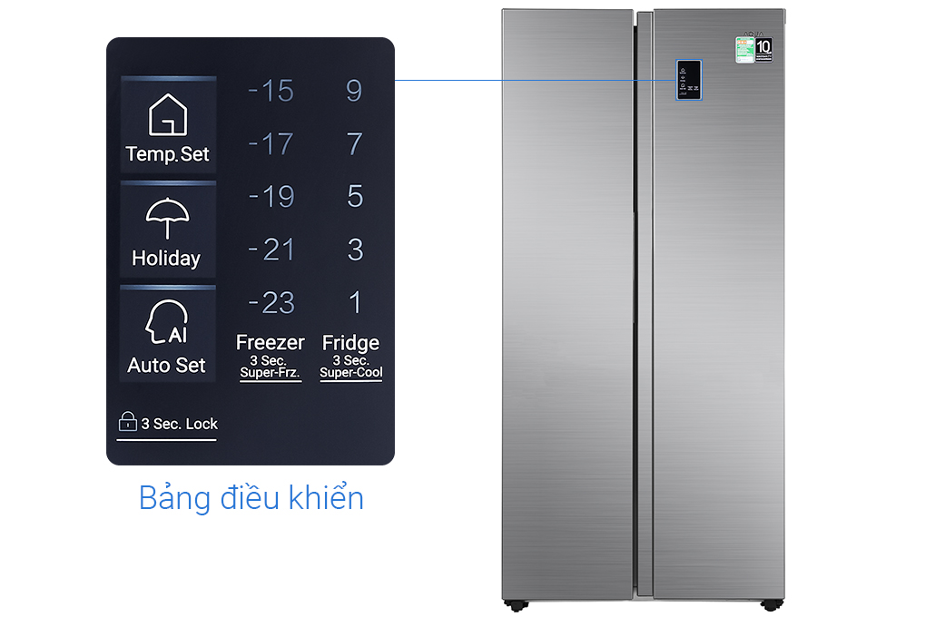 Tủ lạnh SBS Aqua Inverter 480 lít AQR-S480XA(SG)