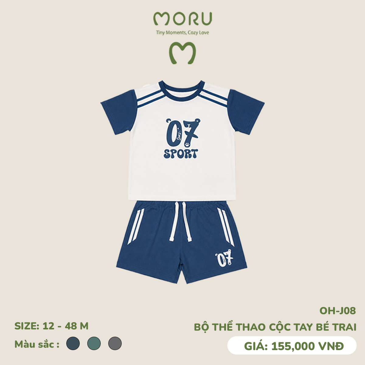 OH-J08 Bộ thể thao cộc bé trai 12-48m