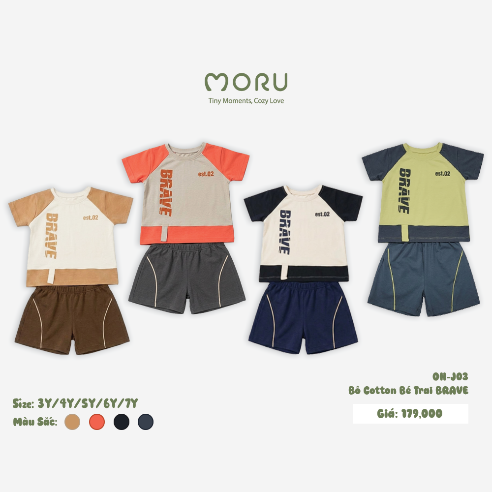 OH-J03 Bộ cộc tay bé trai Brave size 3-7Y