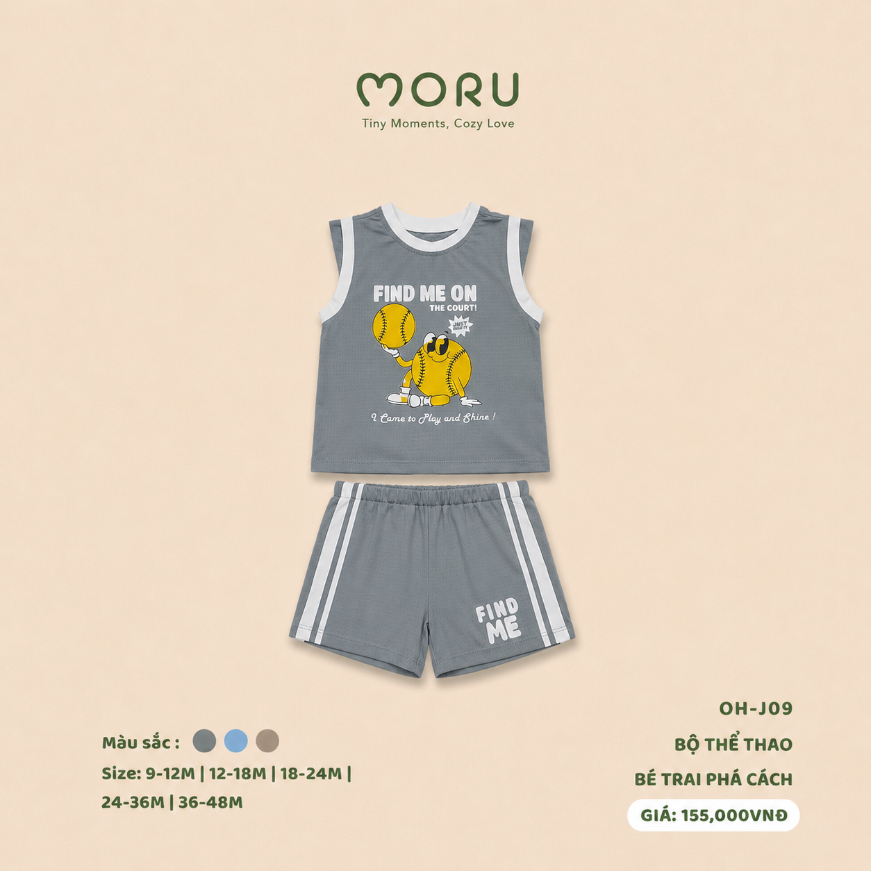 OH-J09 Bộ thể thao bé trai phá cách 12-48m
