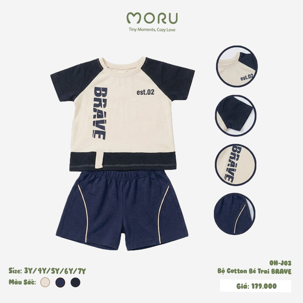 OH-J03 Bộ cộc tay bé trai Brave size 3-7Y