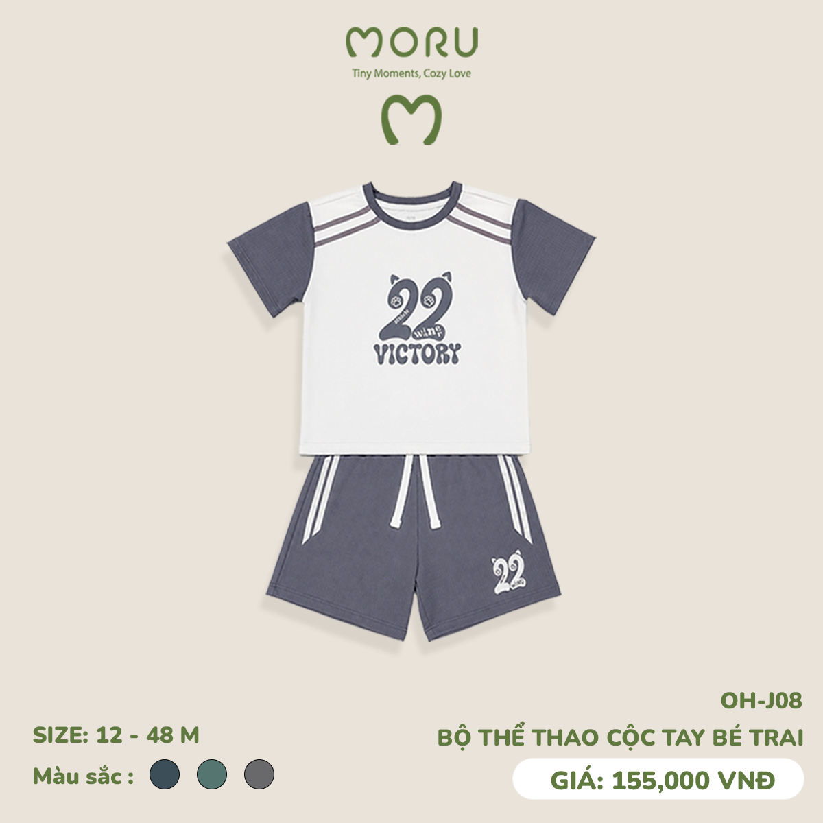 OH-J08 Bộ thể thao cộc bé trai 12-48m