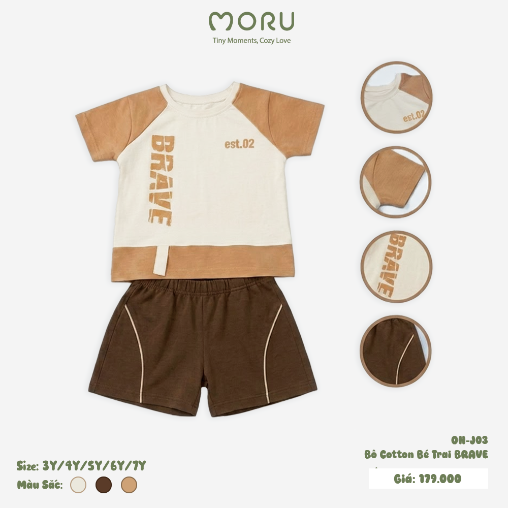 OH-J03 Bộ cộc tay bé trai Brave size 3-7Y