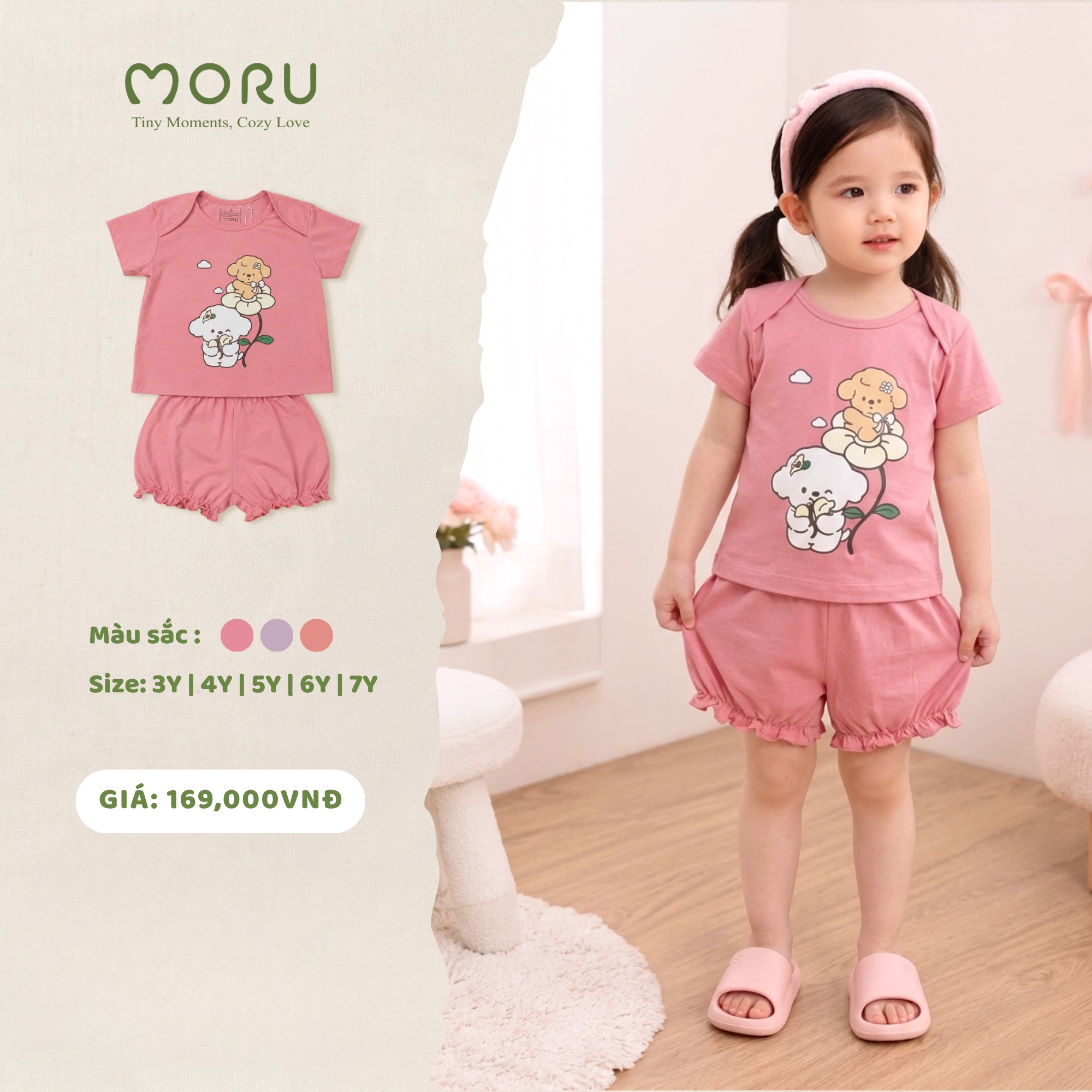 OH-J12 Bộ bé gái Moru thú cưng kẹo ngọt