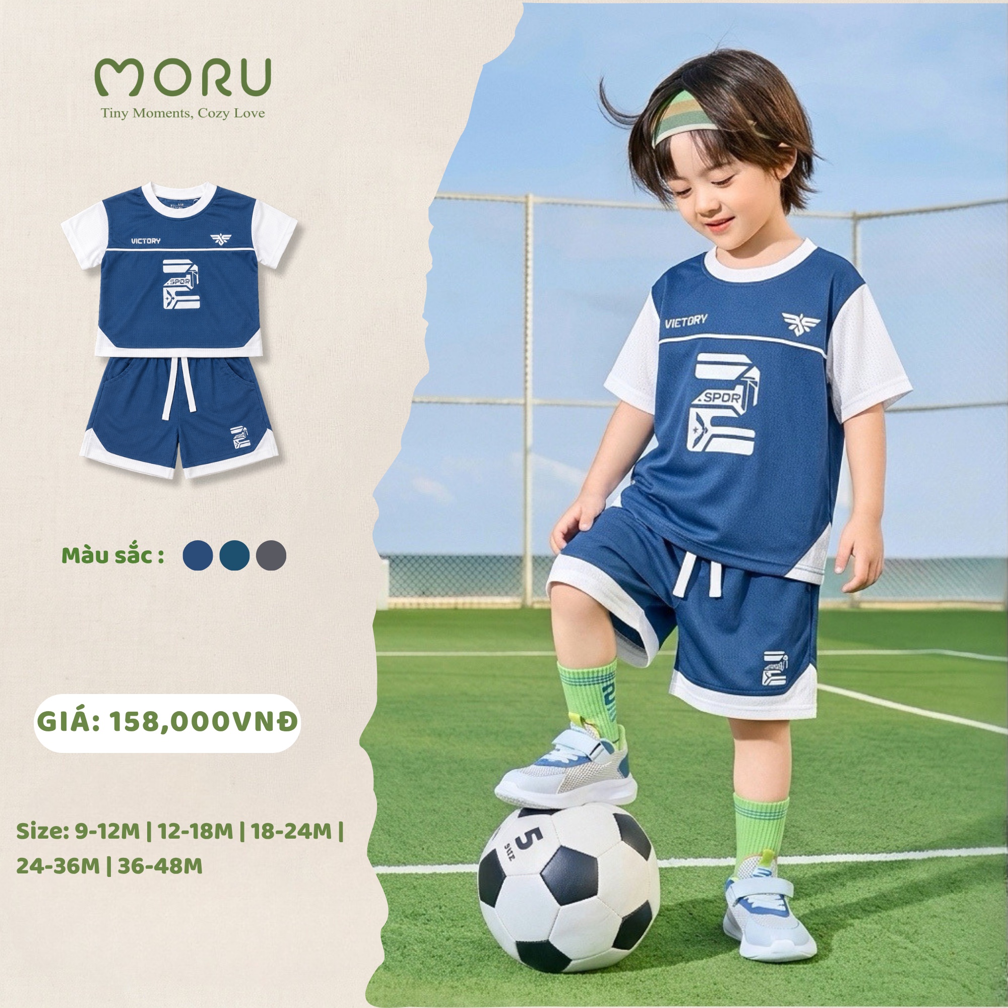 OH-J07 Bộ thể thao cộc tay bé trai 12-48m