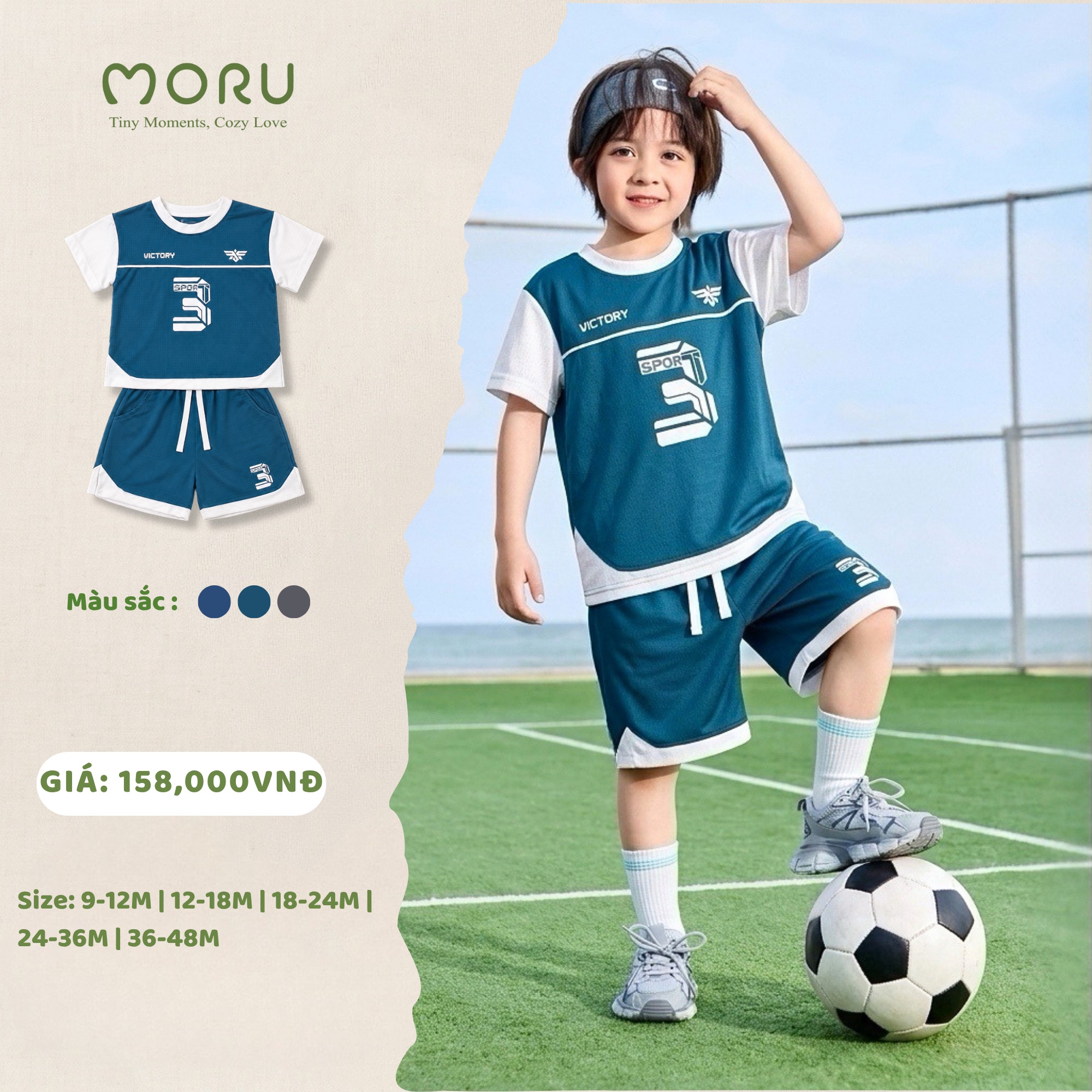 OH-J07 Bộ thể thao cộc tay bé trai 12-48m
