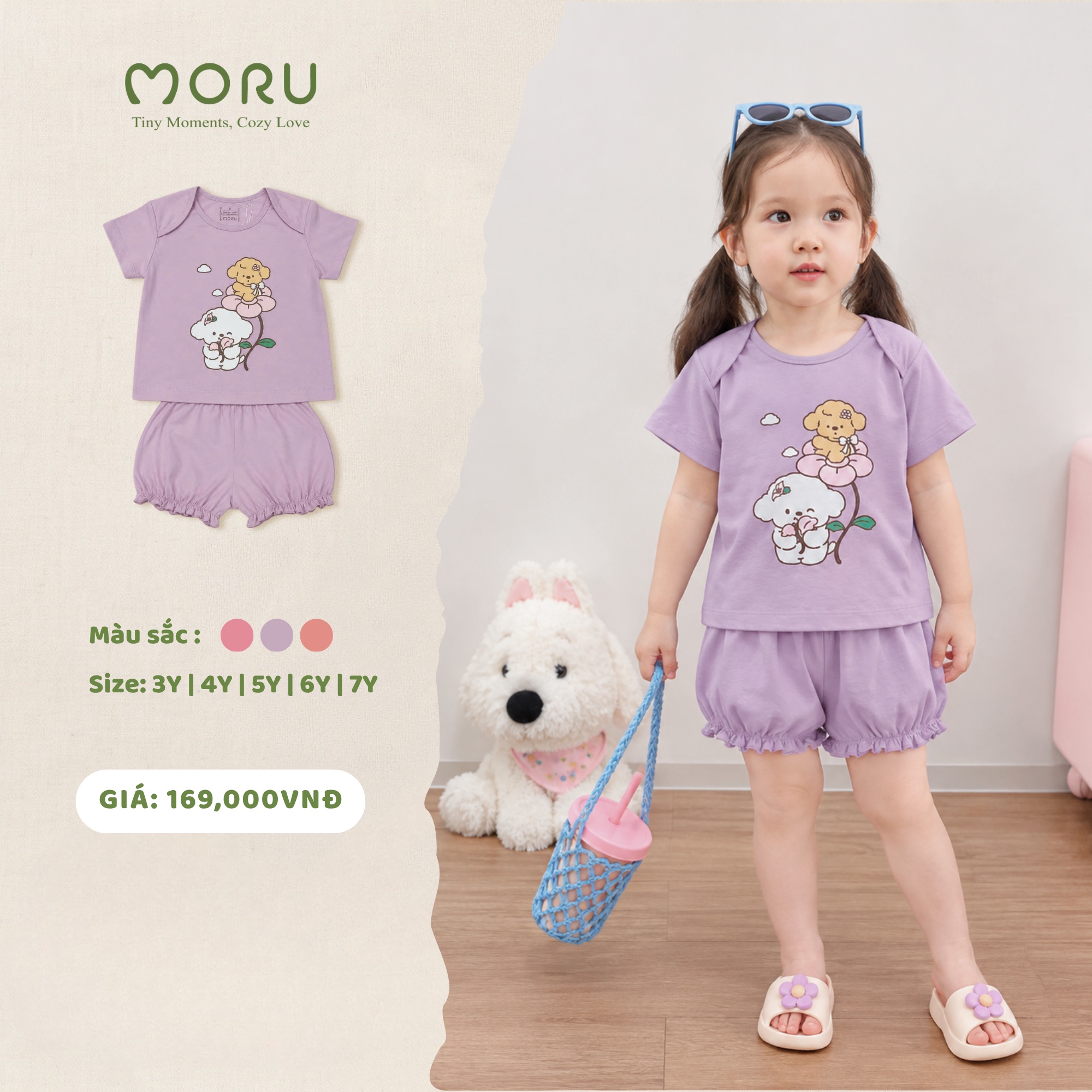 OH-J12 Bộ bé gái Moru thú cưng kẹo ngọt