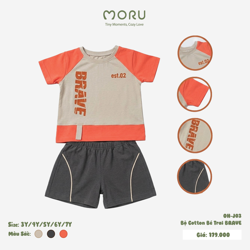 OH-J03 Bộ cộc tay bé trai Brave size 3-7Y