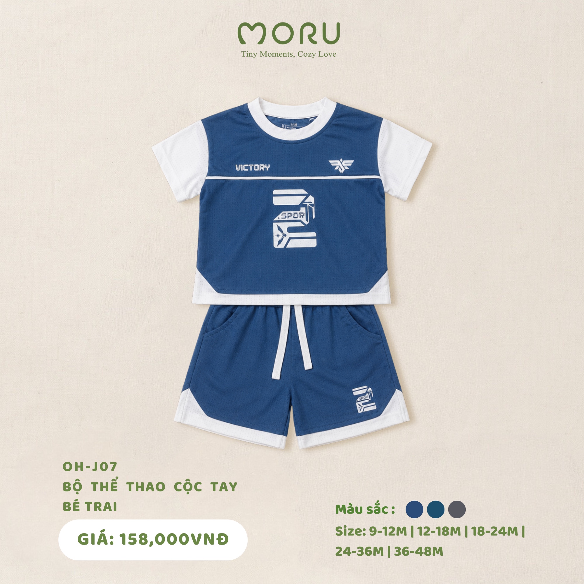 OH-J07 Bộ thể thao cộc tay bé trai 12-48m