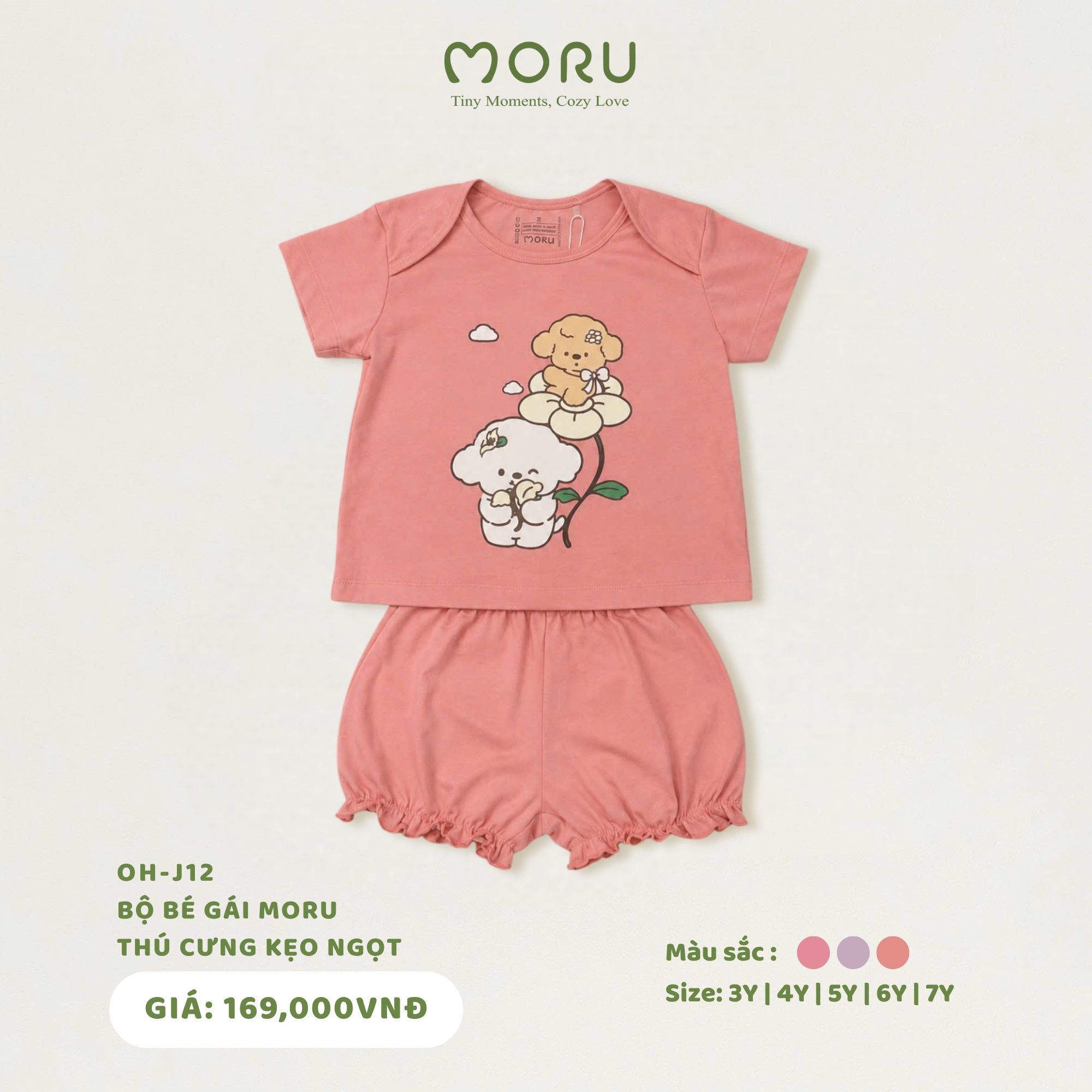 OH-J12 Bộ bé gái Moru thú cưng kẹo ngọt