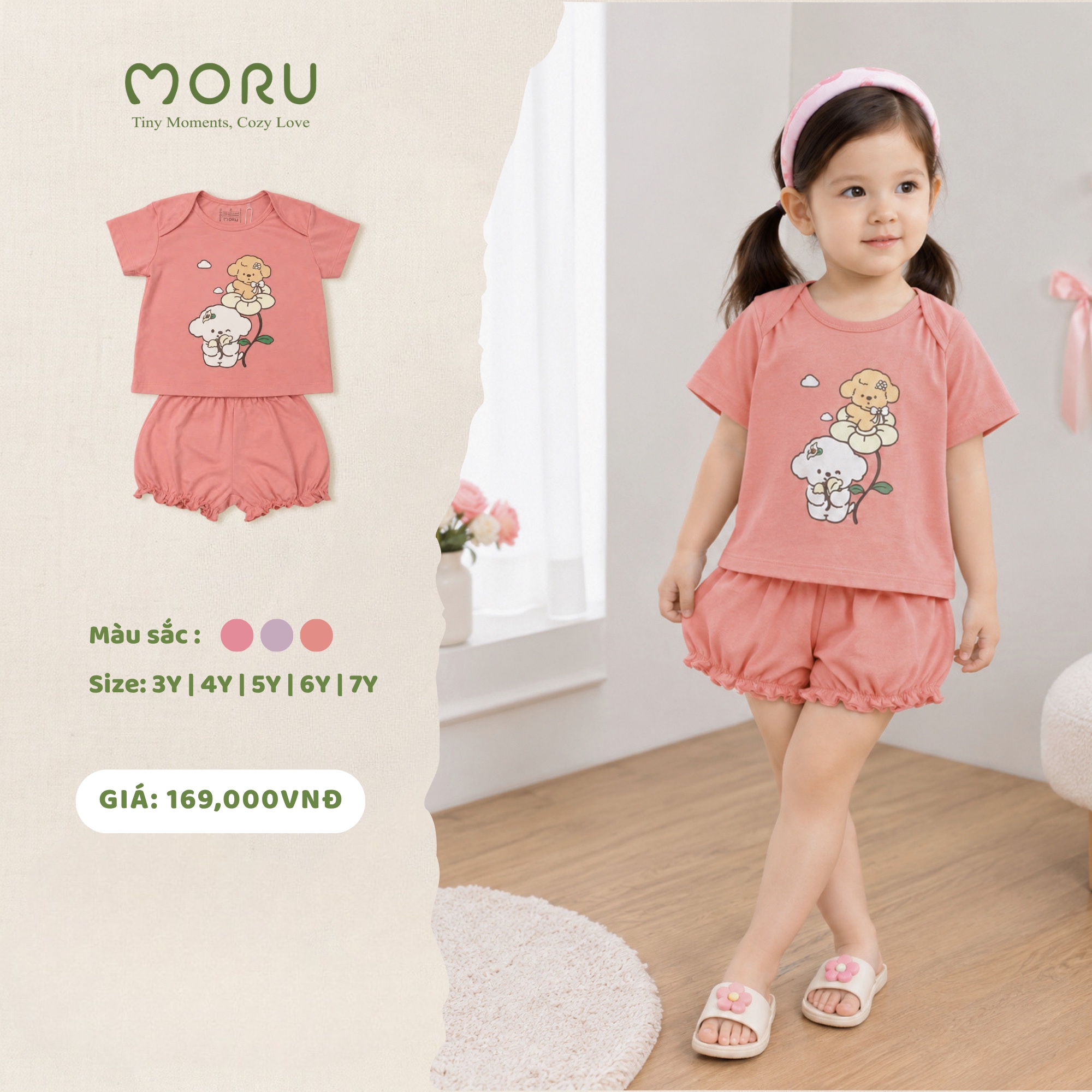 OH-J12 Bộ bé gái Moru thú cưng kẹo ngọt