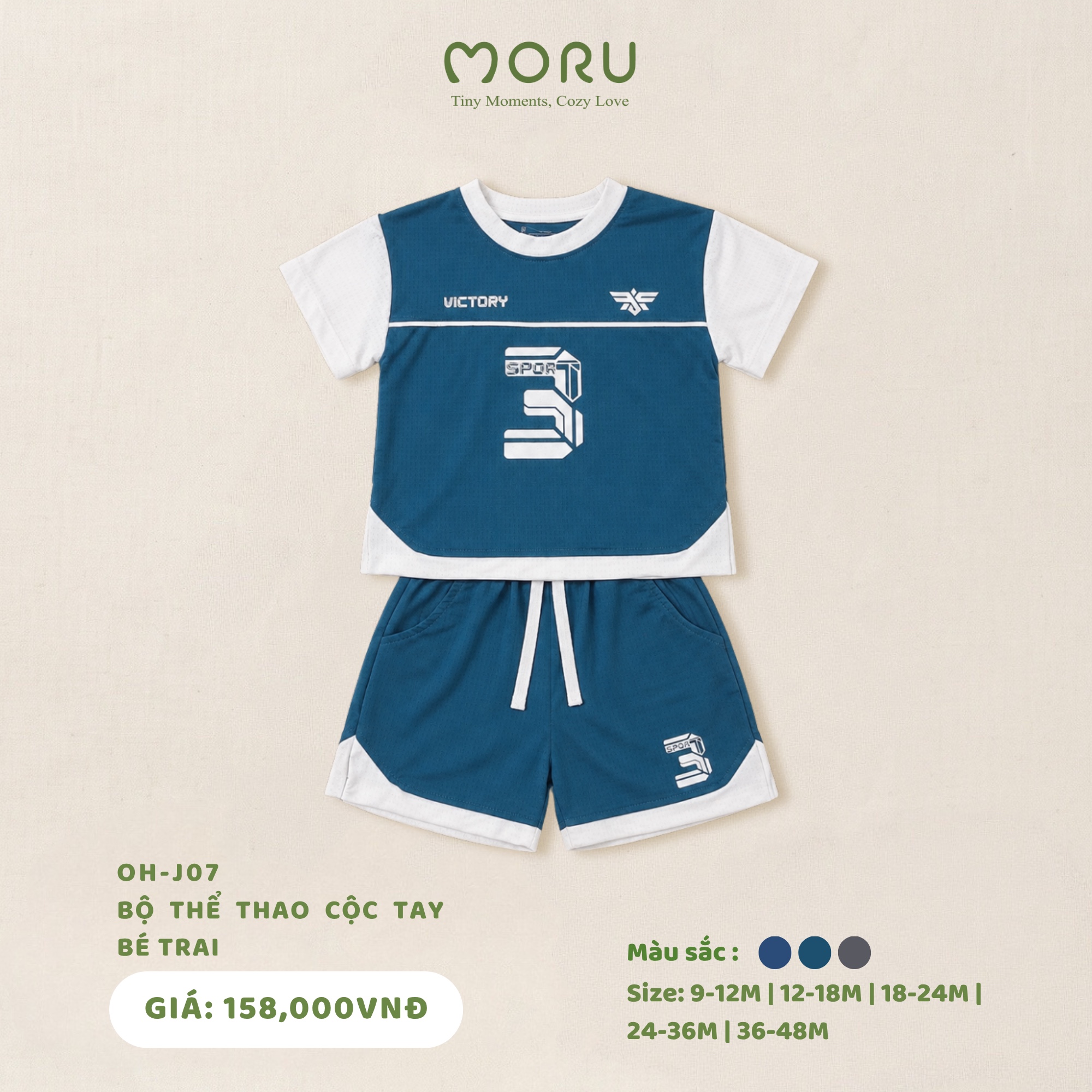 OH-J07 Bộ thể thao cộc tay bé trai 12-48m
