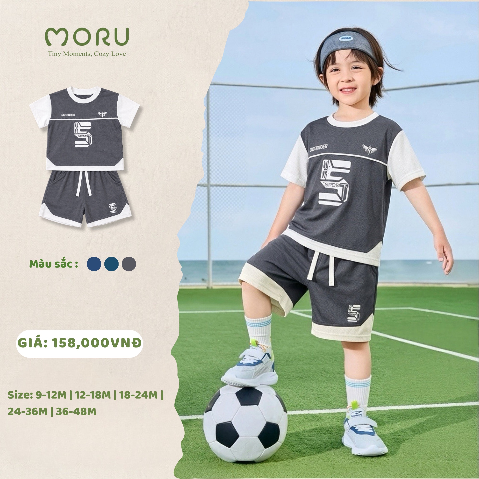 OH-J07 Bộ thể thao cộc tay bé trai 12-48m