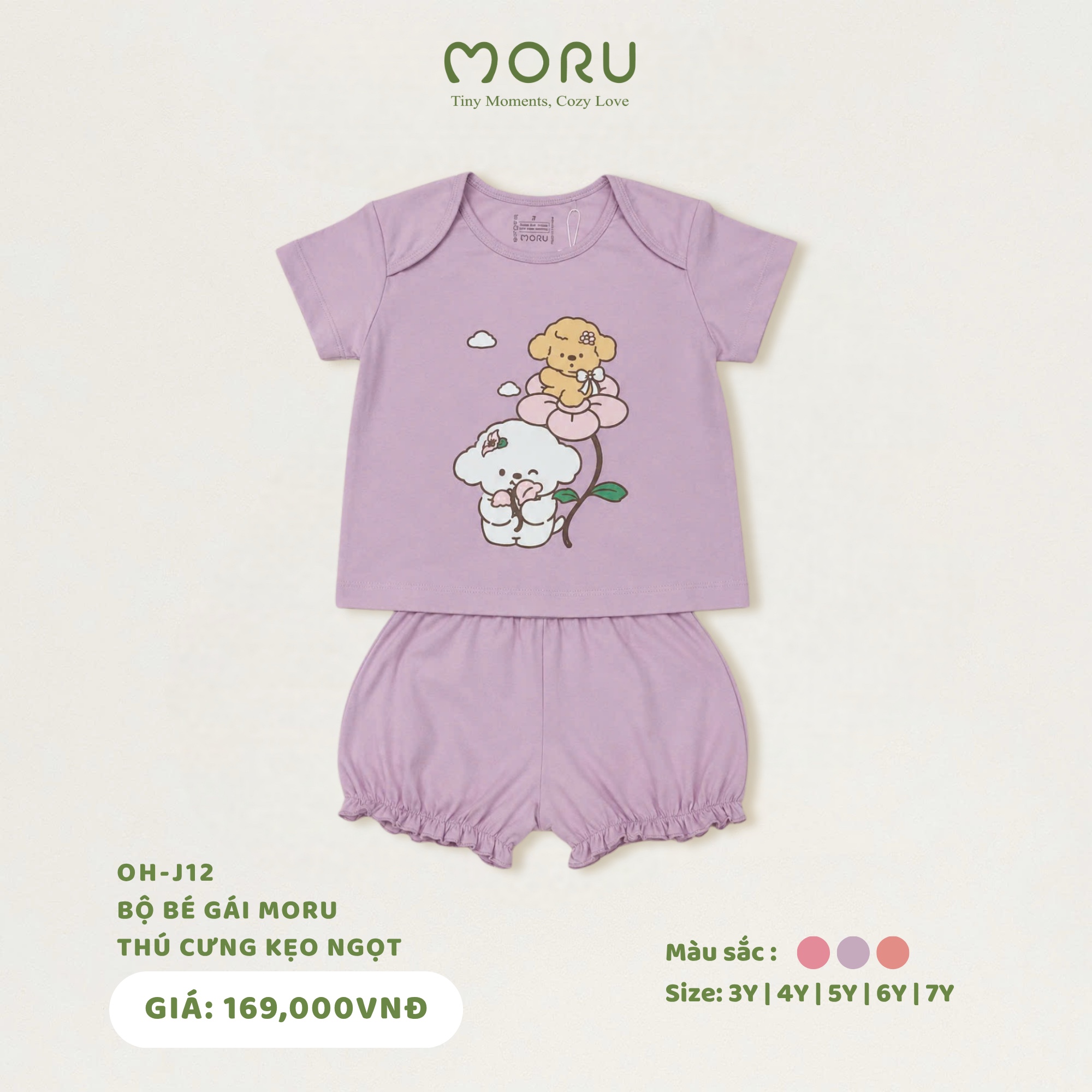 OH-J12 Bộ bé gái Moru thú cưng kẹo ngọt