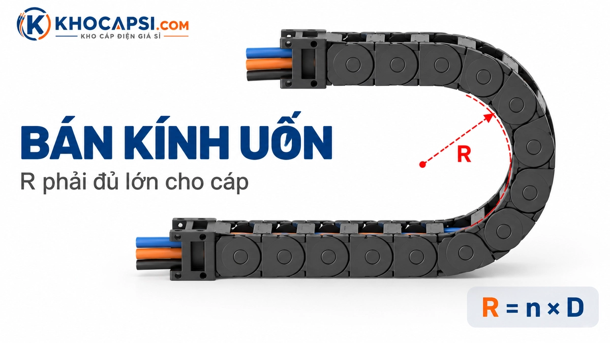 Bán kính uốn cáp Drag Chain khi chạy trong xích nhựa
