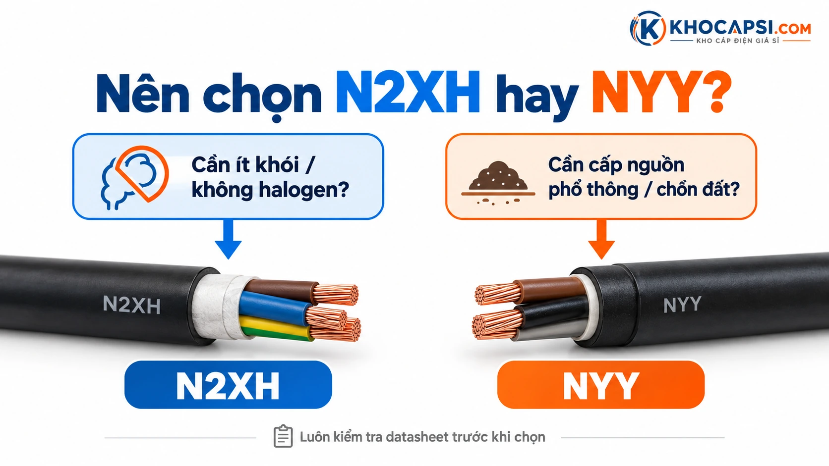 Cách chọn cáp N2XH hay NYY theo ứng dụng