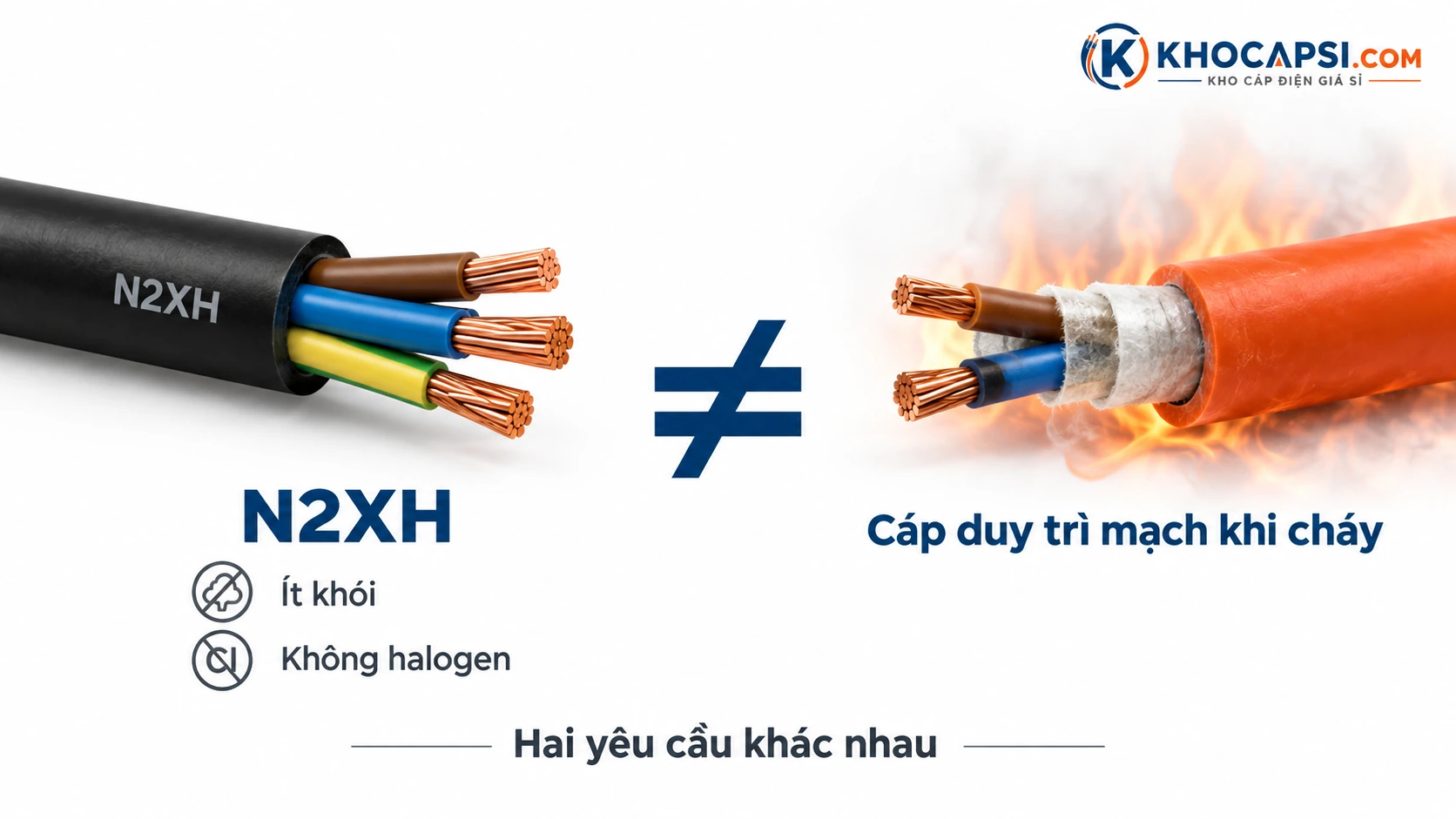 N2XH halogen free không đồng nghĩa Fire Resistant Cable