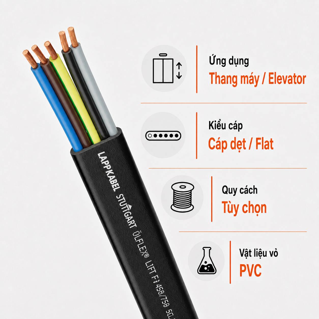 Cáp Dẹt Thang Máy LAPP ÖLFLEX LIFT F PVC