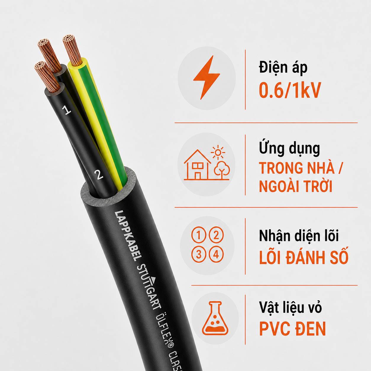 Cáp Nguồn Điều Khiển LAPP ÖLFLEX CLASSIC 110 BLACK 0.6/1kV Vỏ Đen