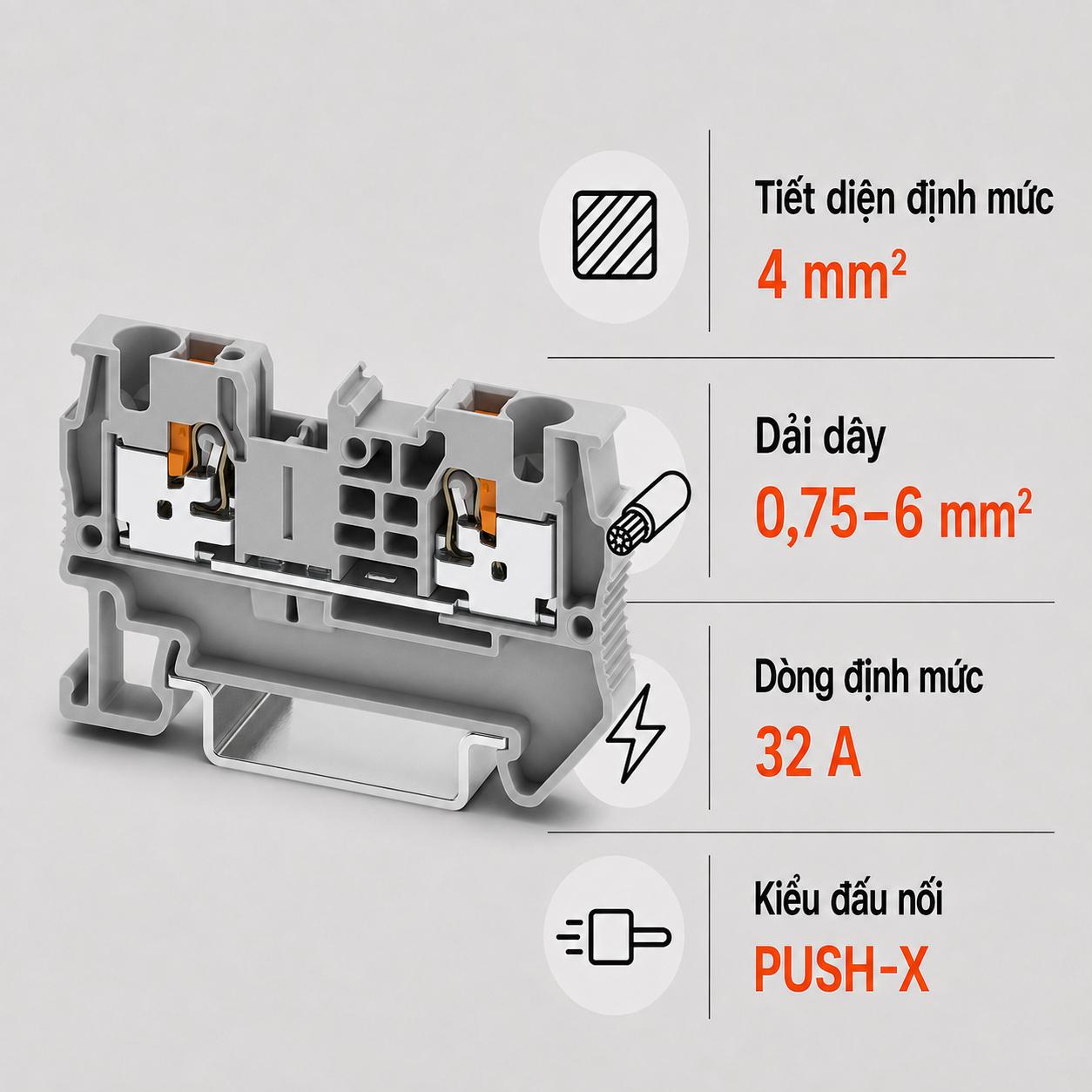 Terminal Block Phoenix Contact XT 4 – Cầu Đấu Push-X 4mm²