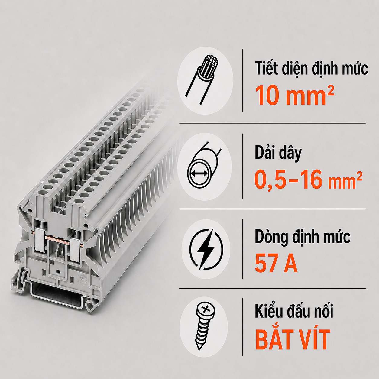 Terminal Block Phoenix Contact UT 10 – Cầu Đấu Vít 10mm²