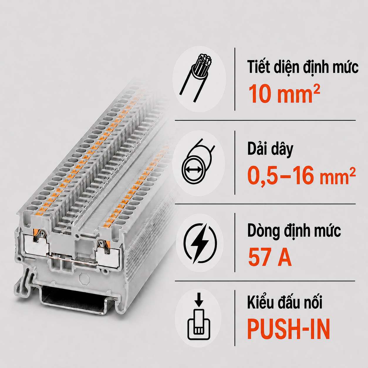 Terminal Block Phoenix Contact PT 10 – Cầu Đấu Push-in 10mm²