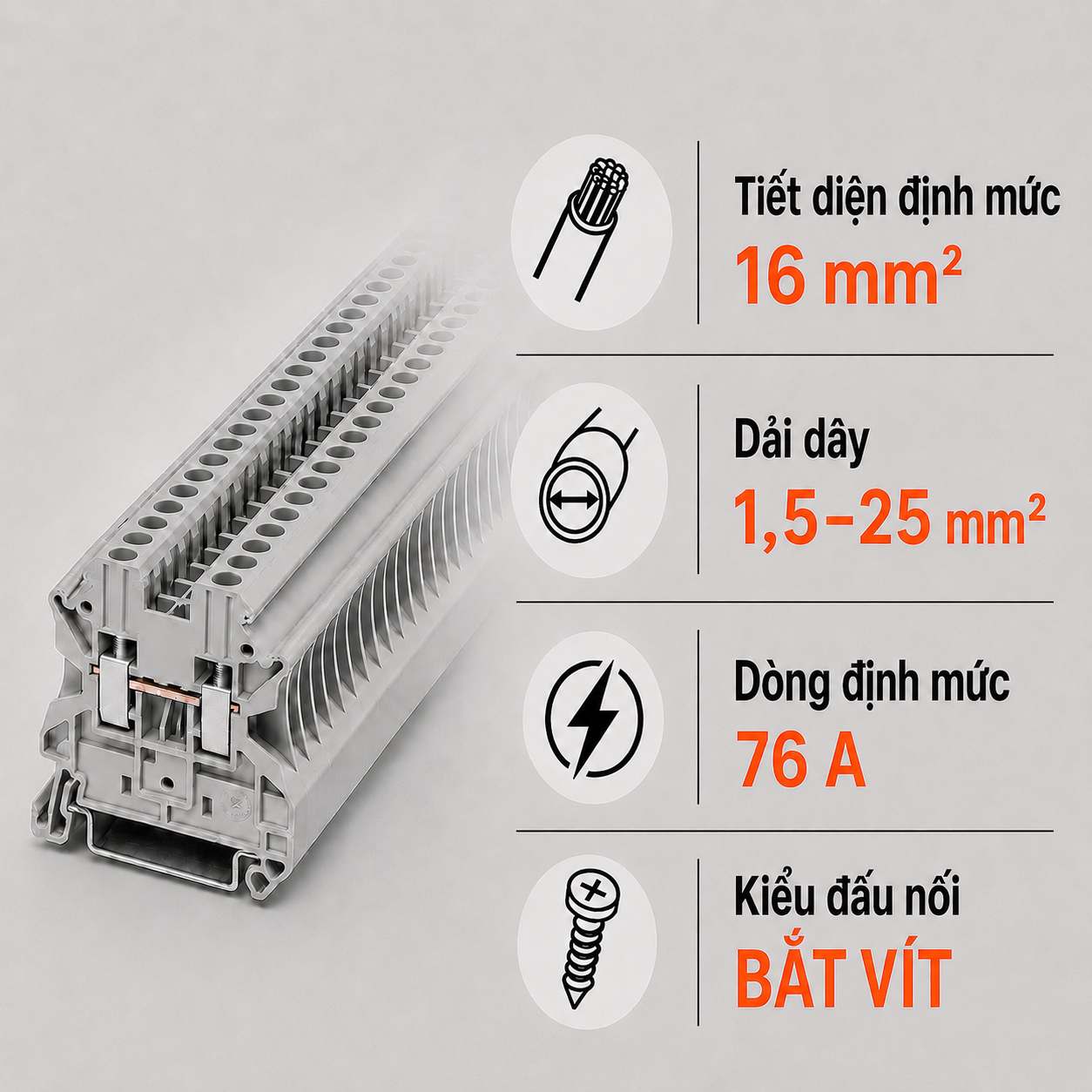 Terminal Block Phoenix Contact UT 16 – Cầu Đấu Vít 16mm²