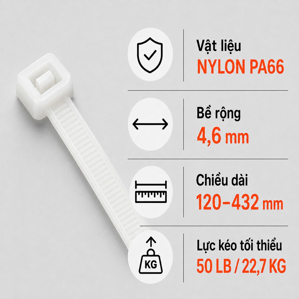 Dây Rút Nhựa KST Nylon PA66 4,6mm