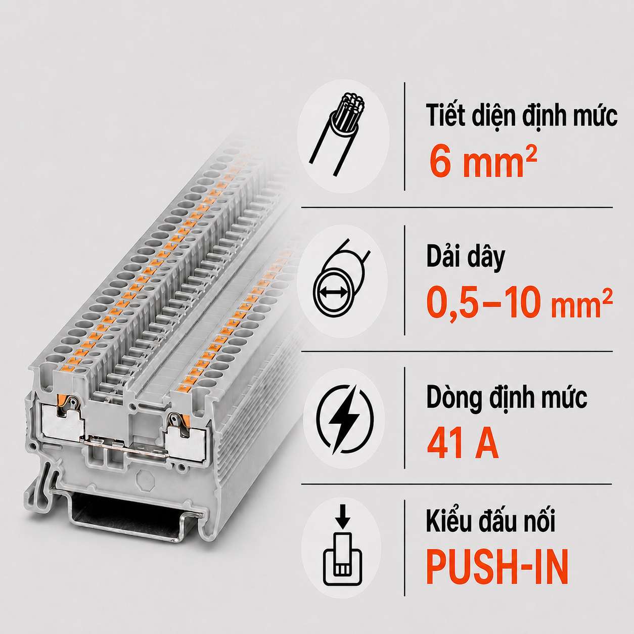 Terminal Block Phoenix Contact PT 6 – Cầu Đấu Push-in 6mm²