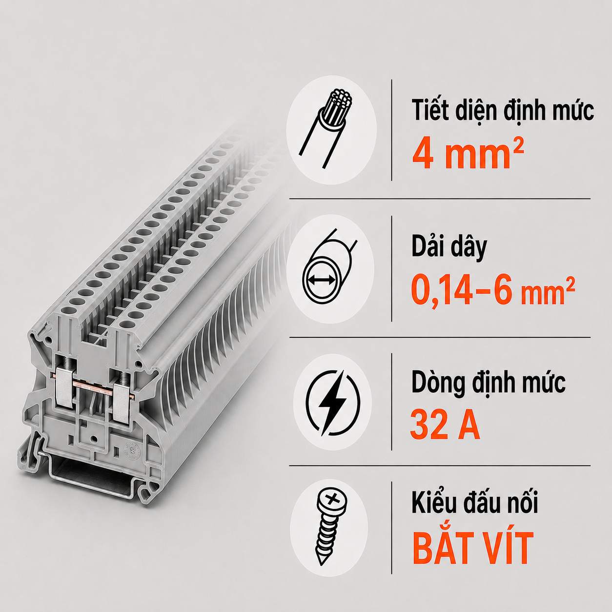 Terminal Block Phoenix Contact UT 4 – Cầu Đấu Vít 4mm²