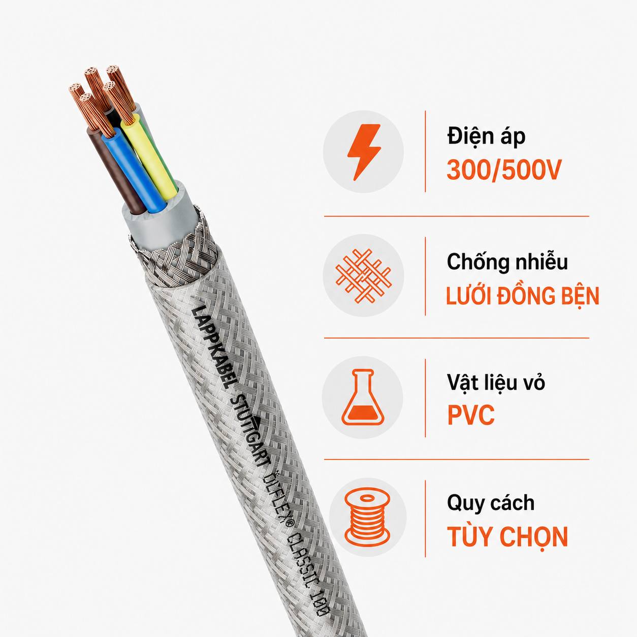 Cáp Điều Khiển LAPP ÖLFLEX CLASSIC 100 CY 300/500V Chống Nhiễu