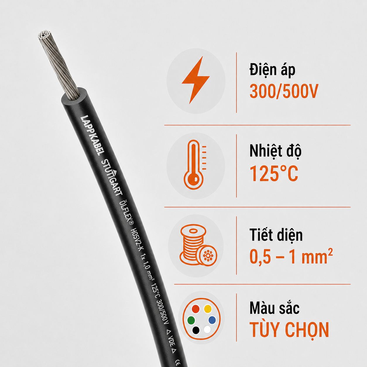 Dây Điện LAPP ÖLFLEX HEAT 125 SC 300/500V LSZH Chịu Nhiệt 125°C