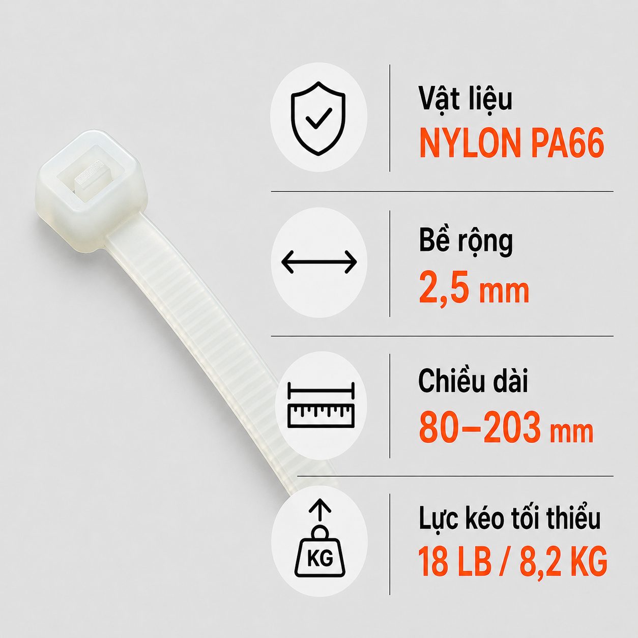 Dây Rút Nhựa KST Nylon PA66 2,5mm