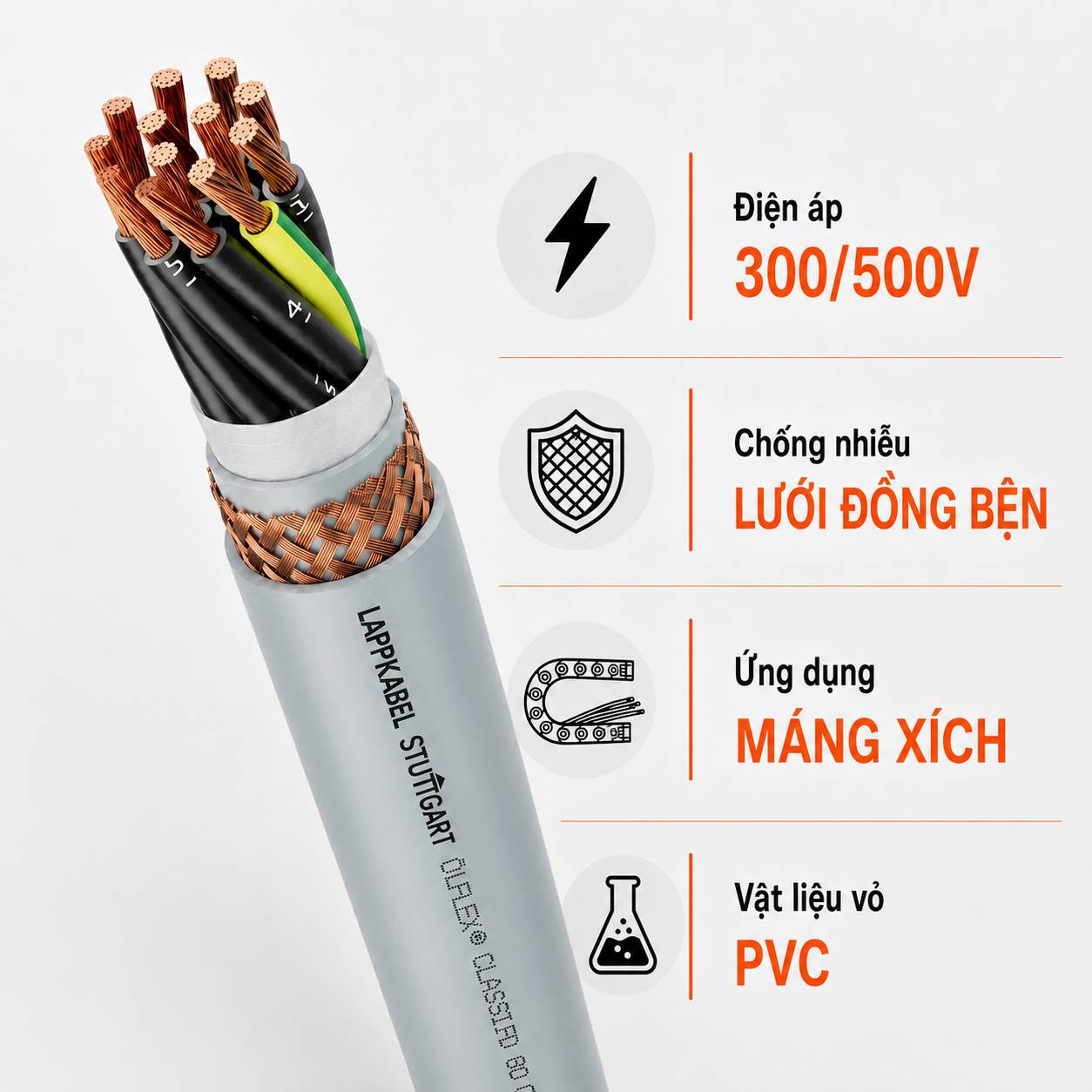 Cáp High Flex LAPP ÖLFLEX CLASSIC FD 810 CY Chống Nhiễu Máng Xích