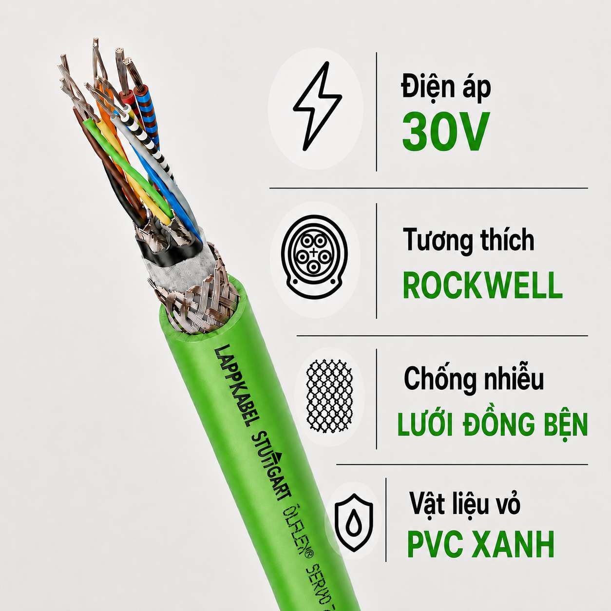 Cáp Encoder LAPP ÖLFLEX SERVO 728 CY Rockwell Chống Nhiễu
