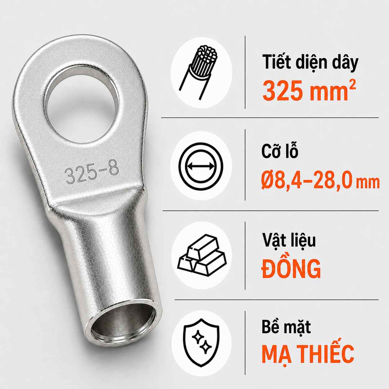 Đầu Cos Tròn Trần KST RNB325 Dây 325mm²