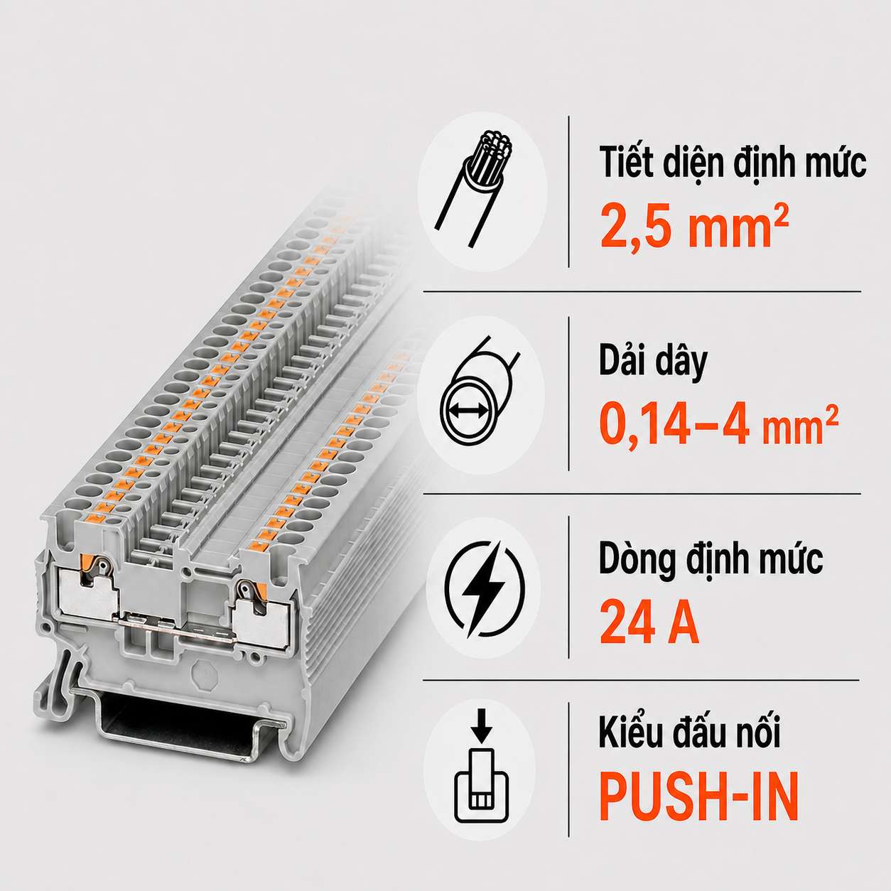 Terminal Block Phoenix Contact PT 2,5 – Cầu Đấu Push-in 2,5mm²