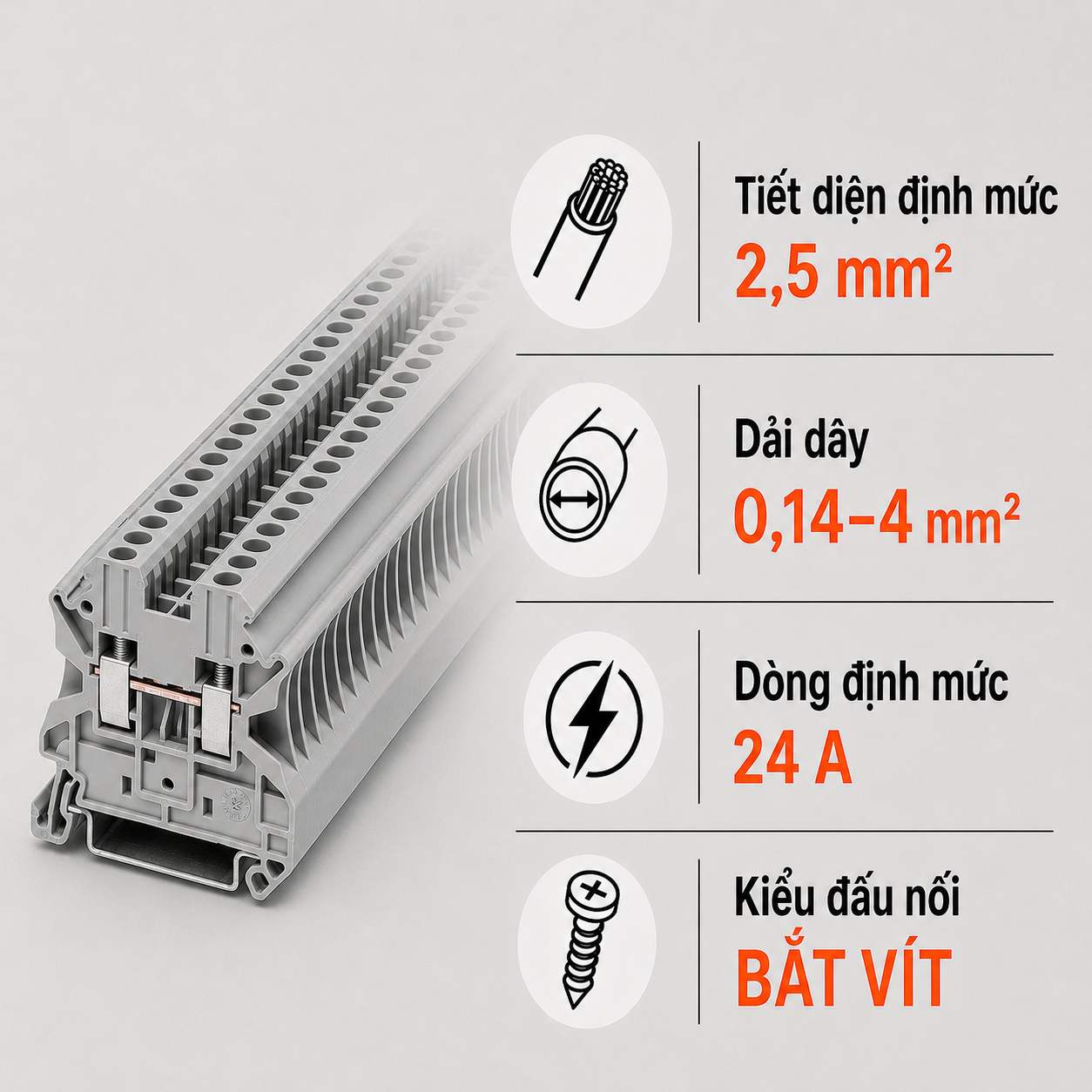 Terminal Block Phoenix Contact UT 2,5 – Cầu Đấu Vít 2,5mm²