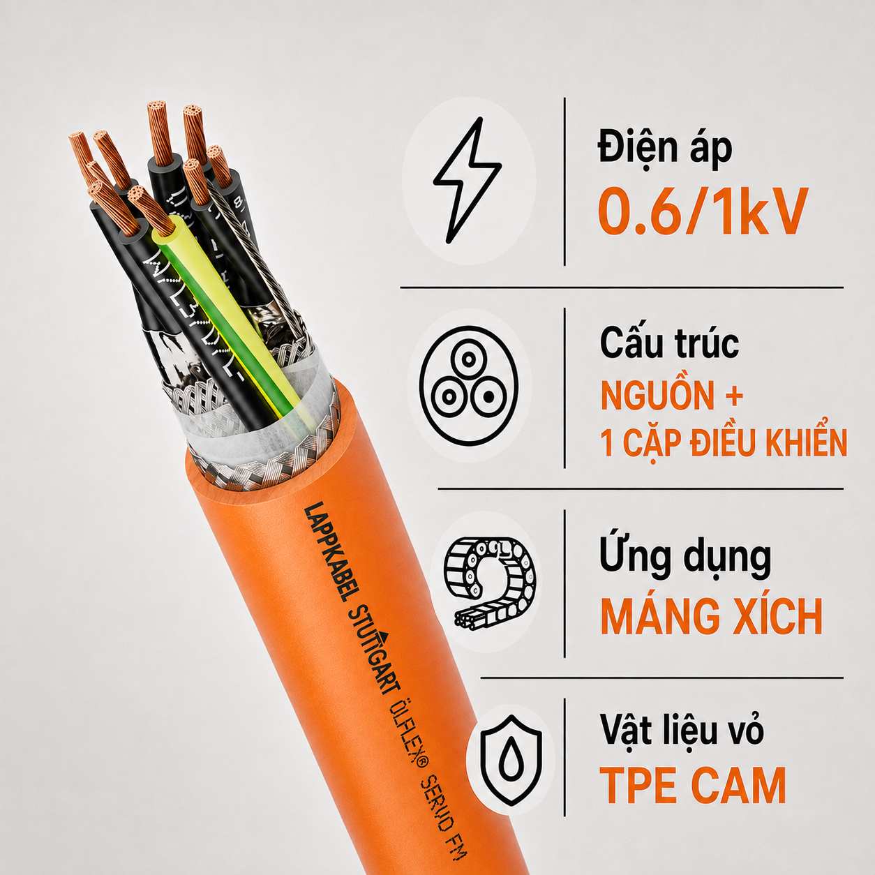 Cáp Servo High Flex LAPP ÖLFLEX SERVO FD 7TCE 1 Cặp Điều Khiển