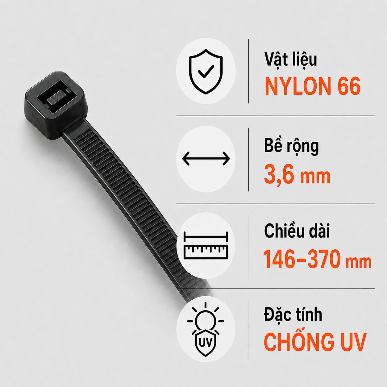 Dây Rút Chống UV Dong-A Bestech DACT Nylon PA66 3,6mm