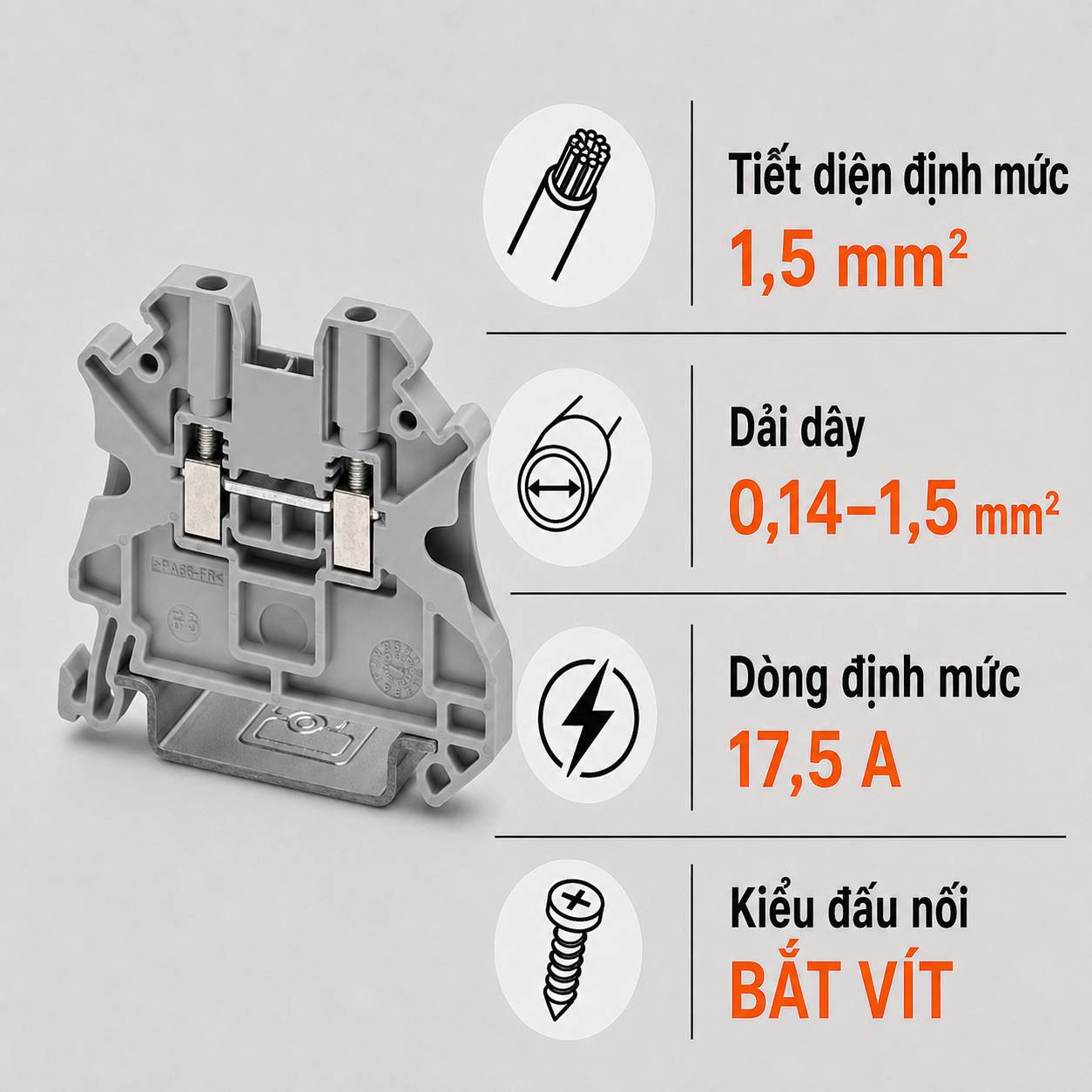 Terminal Block Phoenix Contact UT 1,5 – Cầu Đấu Vít 1,5mm²