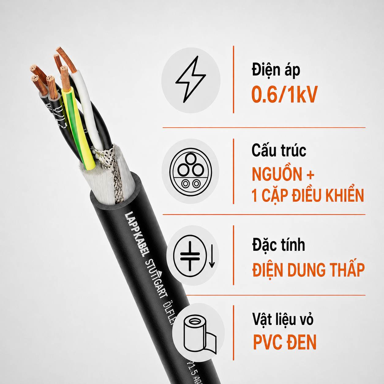 Cáp Servo LAPP ÖLFLEX SERVO 719 0.6/1kV Có Cặp Điều Khiển