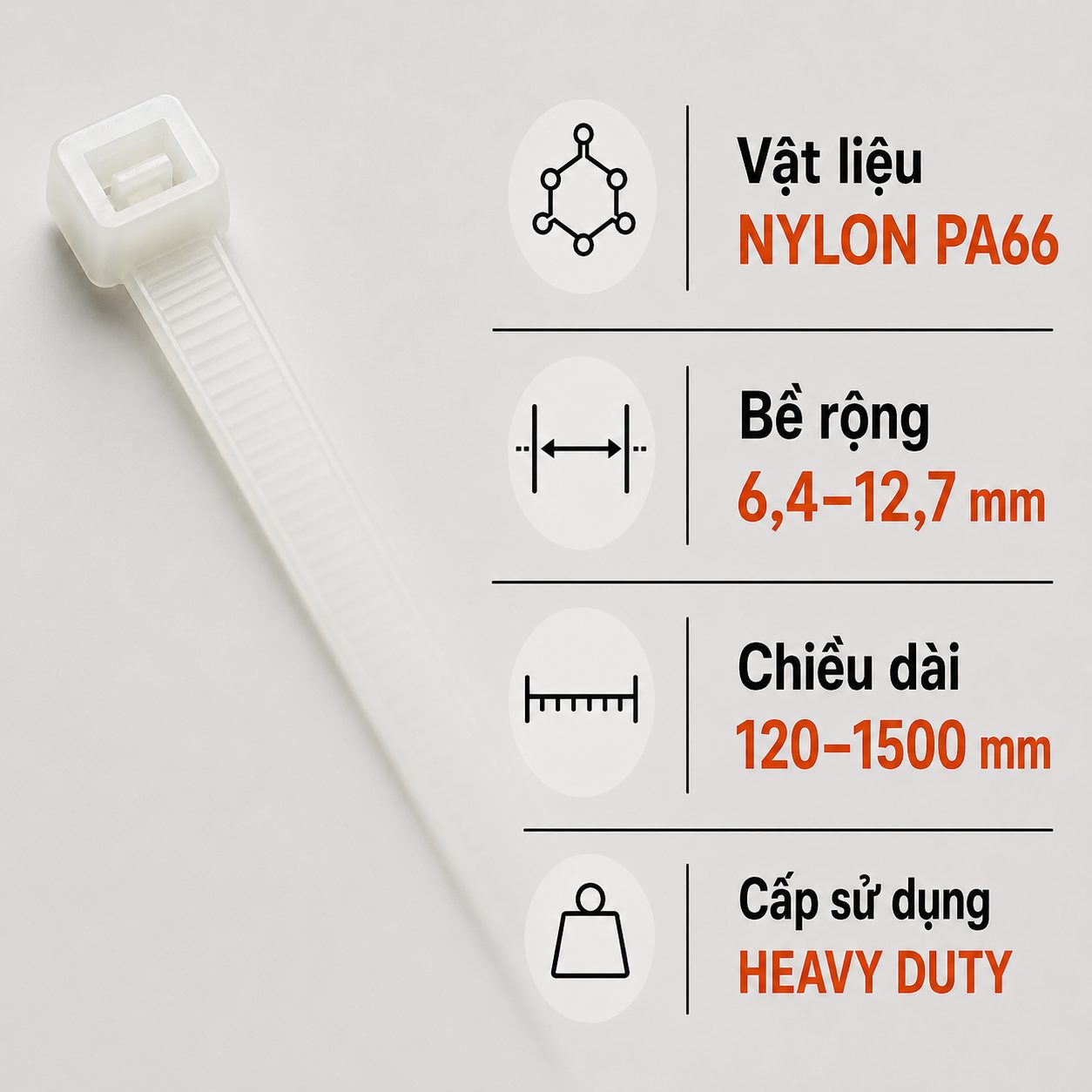 Dây Rút Nhựa KSS Nylon PA66 Heavy Duty / Extra Heavy Duty