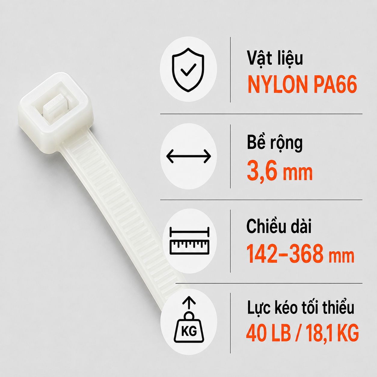 Dây Rút Nhựa KST Nylon PA66 3,6mm