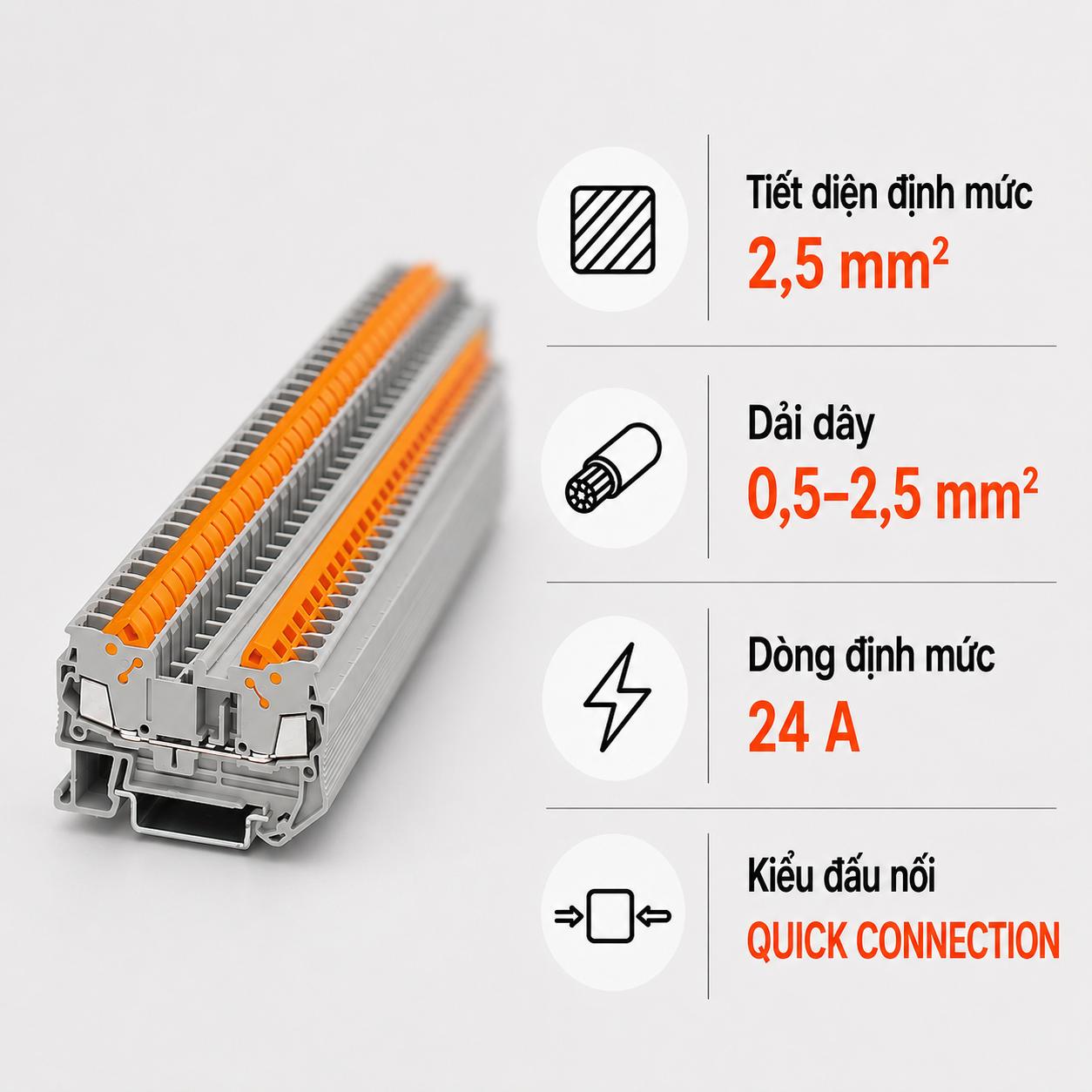 Terminal Block Phoenix Contact QTC 2,5 – Cầu Đấu Quick Connection 2,5mm²