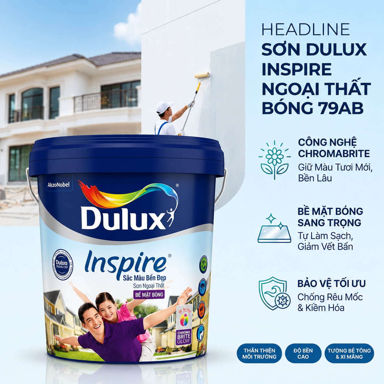 Sơn Dulux Inspire Ngoại Thất Bóng 79AB