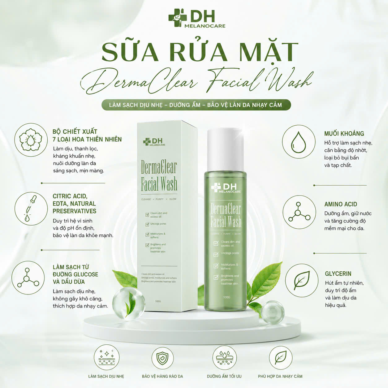 Sữa rửa mặt Derma Clear facial wash