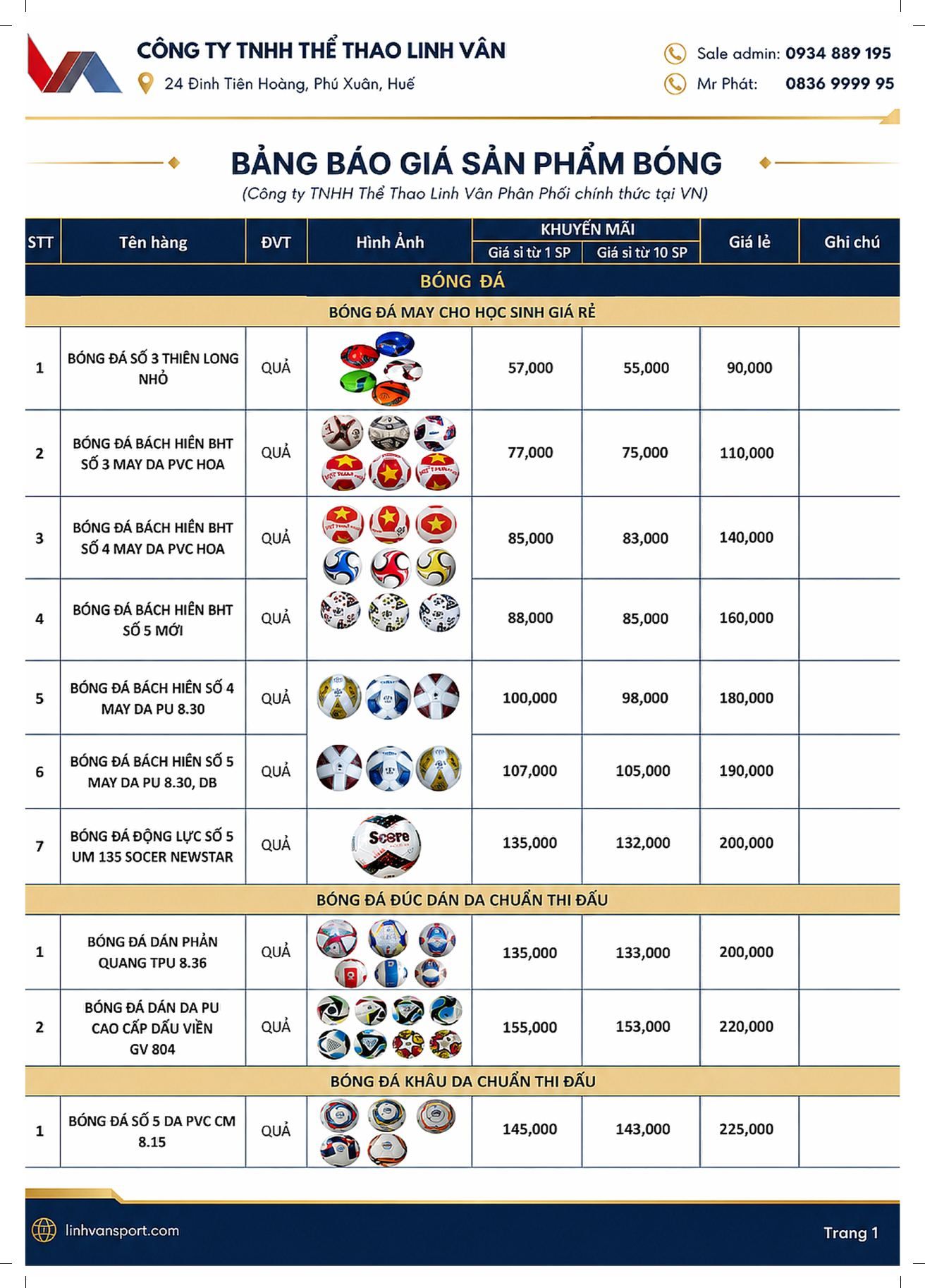 Catalog bóng thể thao LVS Asia trang 02