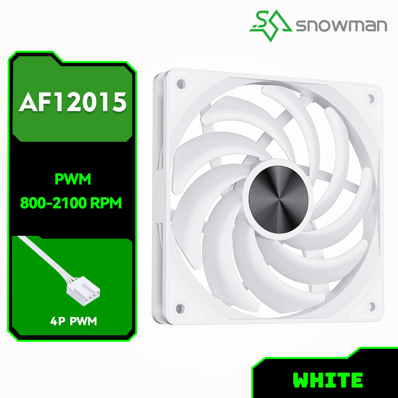 QUẠT TẢN NHIỆT SNOWMAN AF-12015 WHITE (MÀU TRẮNG/ MỎNG 1.5CM)