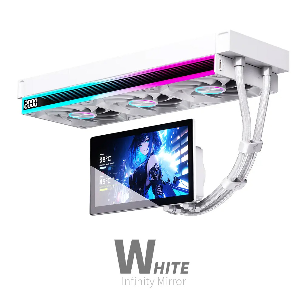 TẢN NHIỆT NƯỚC AIO JUNGLE LEOPARD ULTRAFLOW 360 WHITE ARGB (MÀU ĐEN/ MÀN LCD 7 INCH)